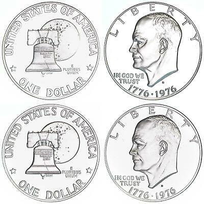 1976 S Eisenhower Dollar Type 1 & 2 Gem Deep Cameo Cn-clad Proof 2 Coin Set