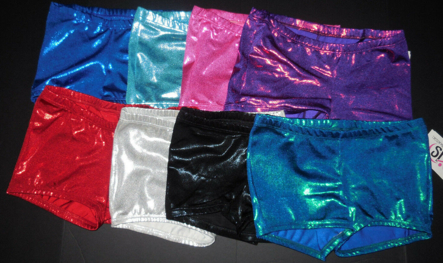 Booty Shorts Dance Gymnastics Cheer Foil 12 Color Choices Over 300 Available